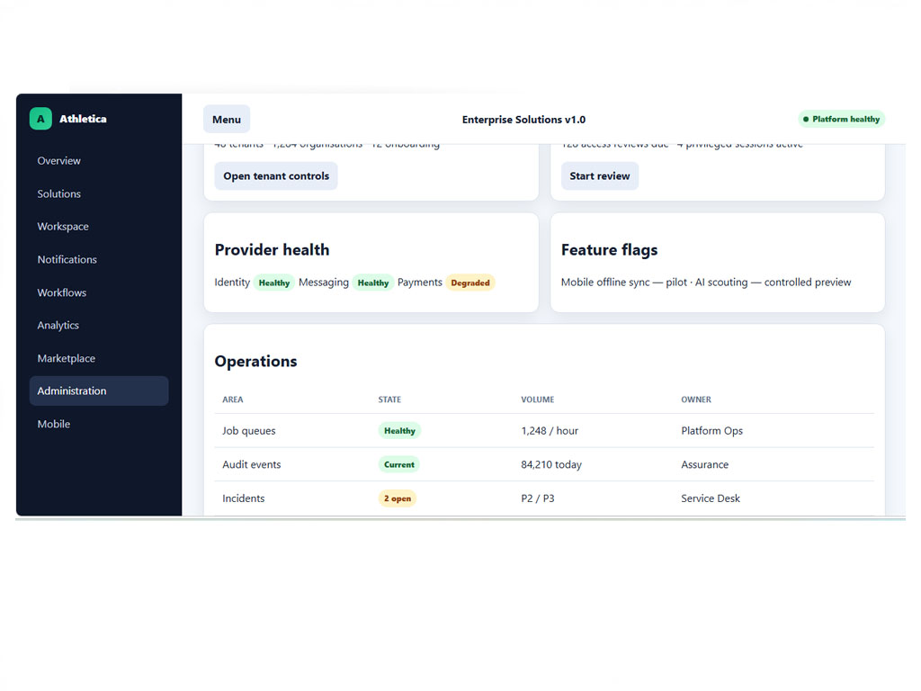 Browser window showing the Athletica results management system