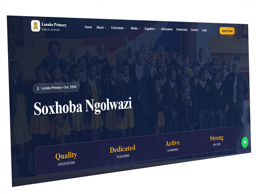 Browser window showing the Dibashe EduMaster school dashboard
